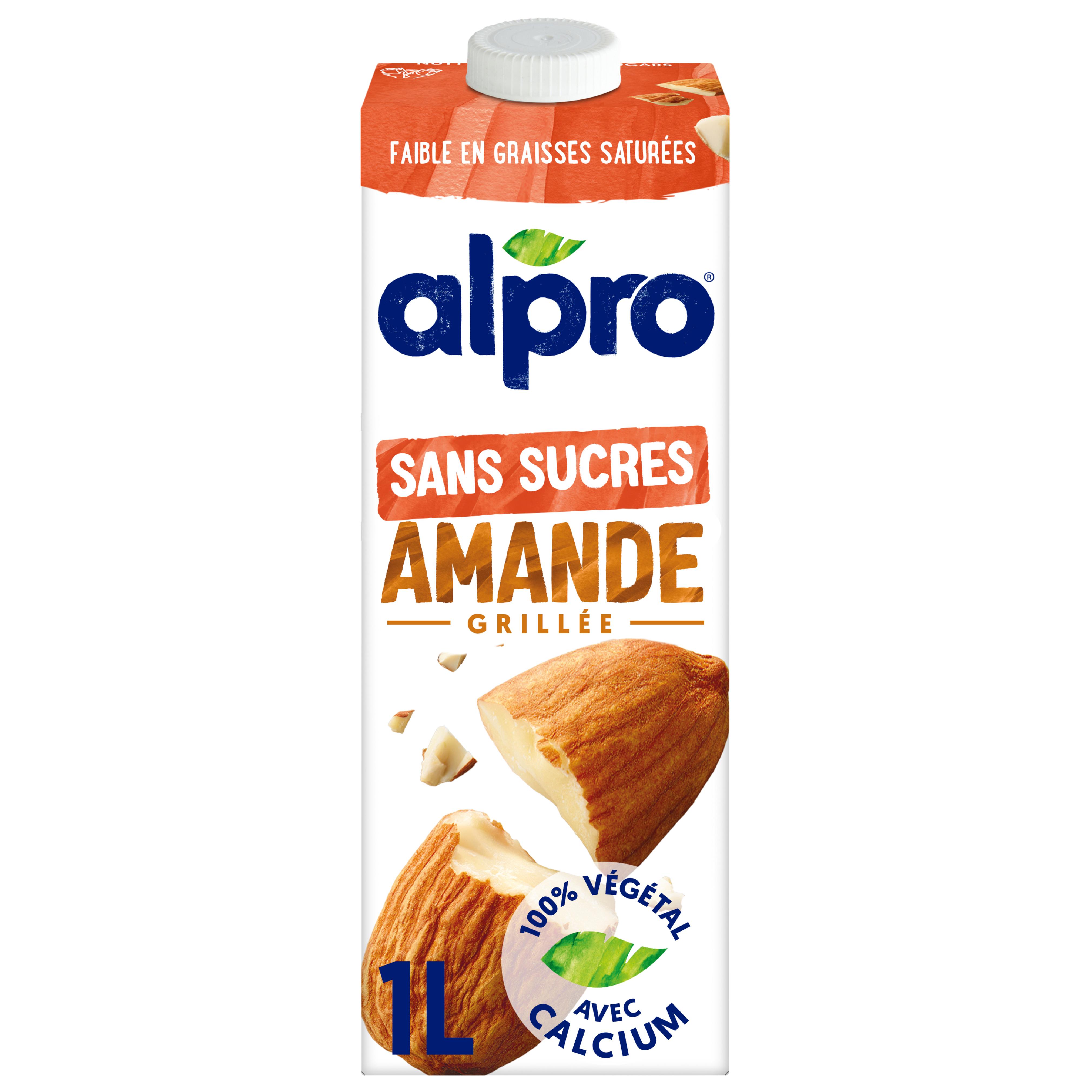 8 Briques de Lait d'Amande Sans Sucres Alpro 8 x 1 L - Grossiste