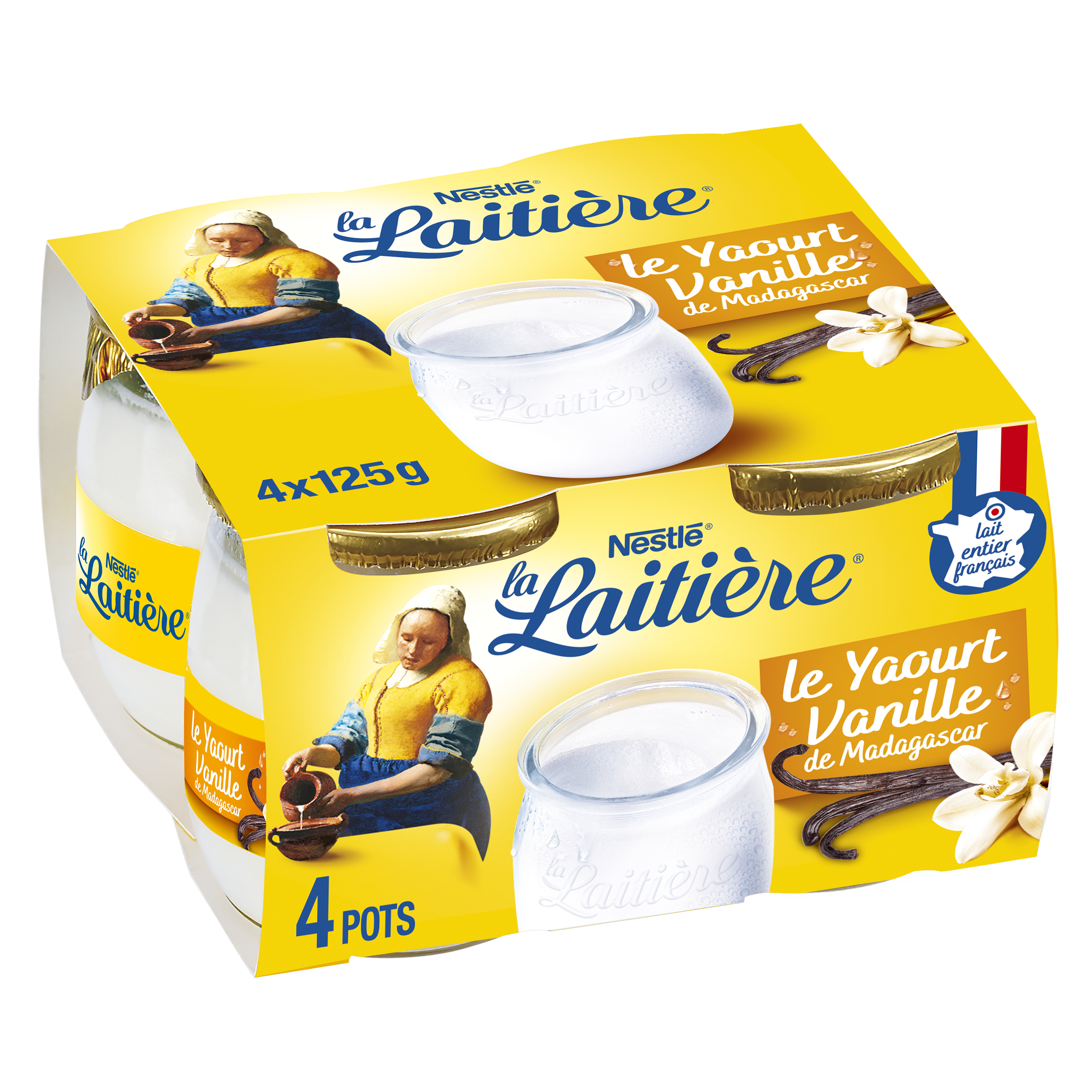 LA LAITIERE Yaourt au lait entier vanille 8x125g pas cher 