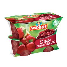 ANDROS Dessert de fruit de cerise avec morceaux 4x100g