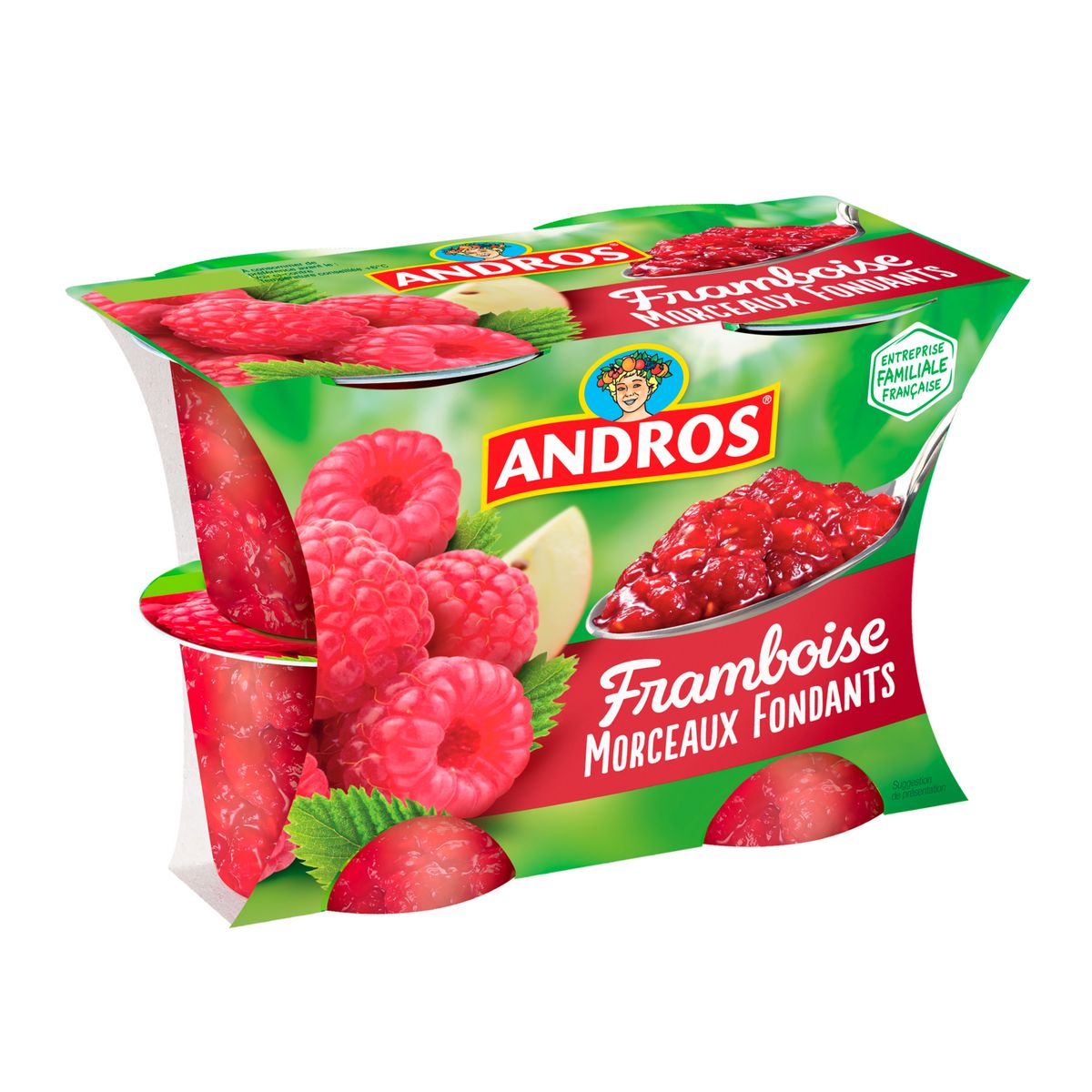 ANDROS Dessert de fruit de framboise avec morceaux 4x100g