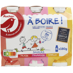 AUCHAN Yaourt à boire panaché 8x100g pas cher 