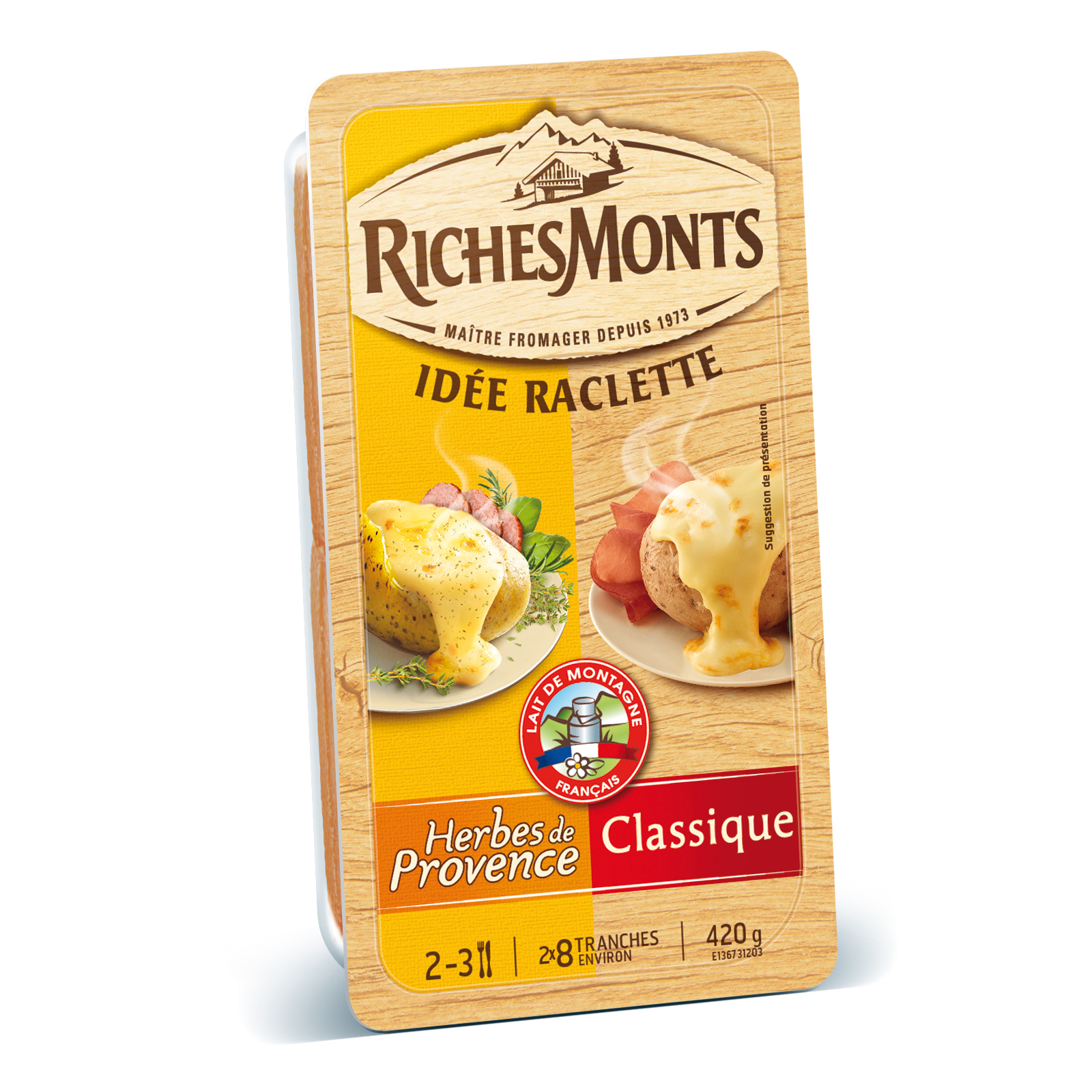 AUCHAN Fromage à raclette nature 4/6 Personnes 2x400g pas cher 