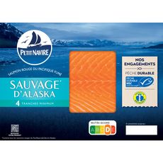 PETIT NAVIRE Saumon fumé sauvage d'Alaska MSC 4 tranches minimum 120g
