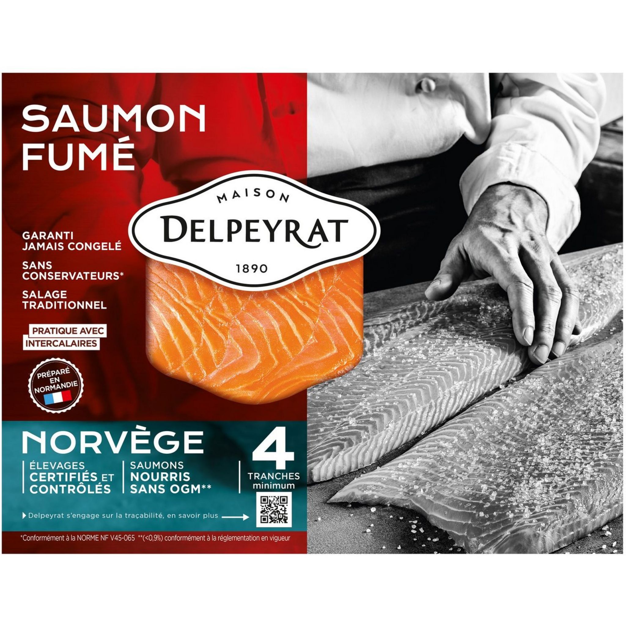 DELPEYRAT Saumon fumé sauvage 5 tranches 140g pas cher 