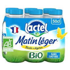 LACTEL Matin léger lait sans lactose bio UHT 6x50cl