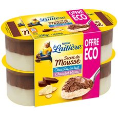 LA LAITIERE Mousse duo chocolat au lait et chocolat blanc 4x59g