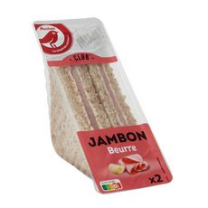 AUCHAN Sandwich club pain complet jambon beurre 125g