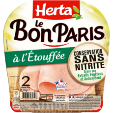 HERTA Le bon Paris jambon cuit à l'étouffé sans nitrite 2 tranches 70g