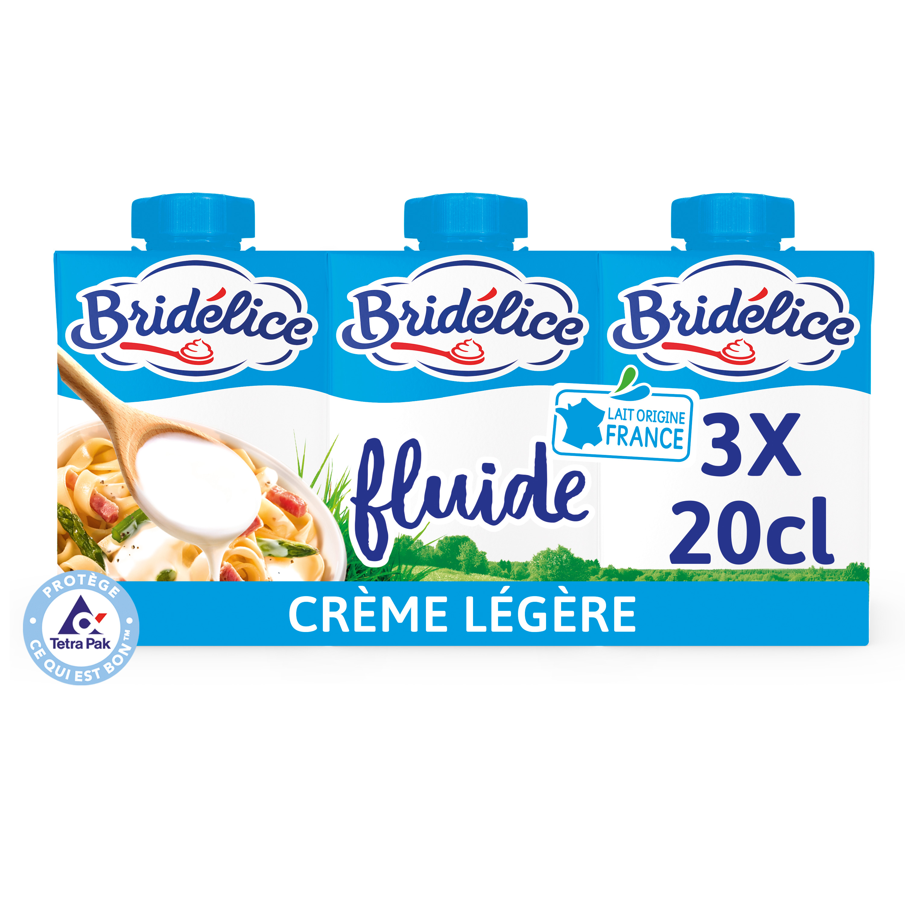 BRIDELICE Crème fluide légère 12%MG UHT 3x20cl pas cher 