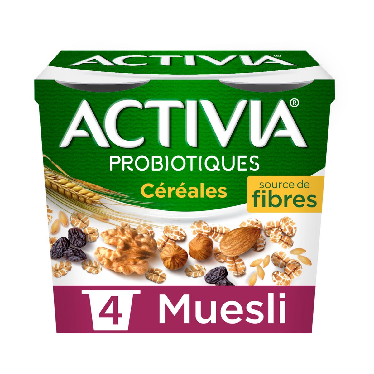 ACTIVIA Probiotiques - Yaourt céréales bifidus muesli 4x120g