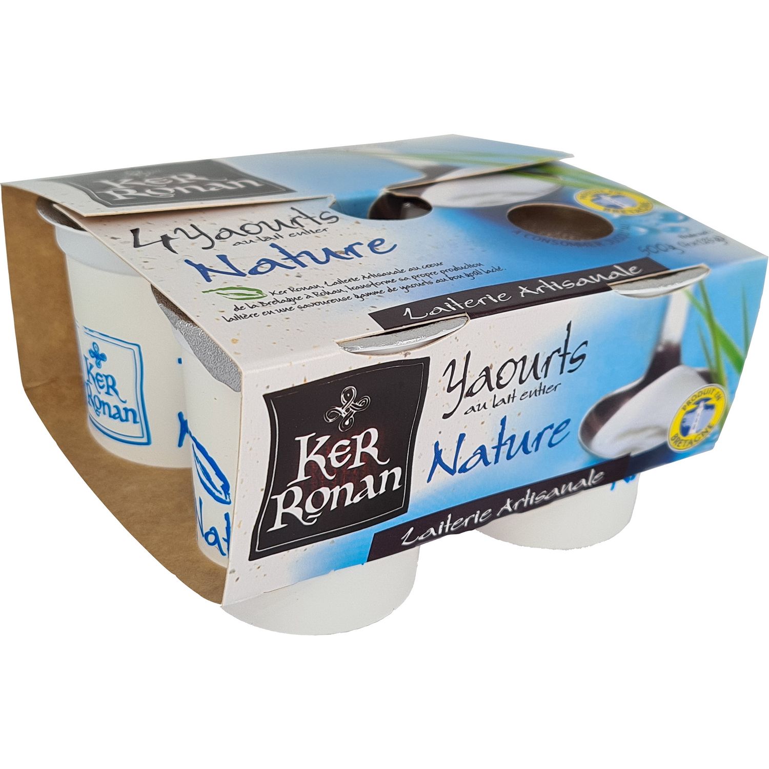 AUCHAN BIO Yaourt nature au lait entier sucré 4x125g pas cher 