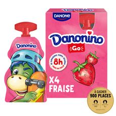 DANONINO Yaourt à boire fraise gourde 4x70g