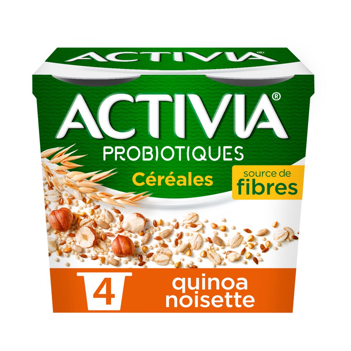 ACTIVIA Probiotiques - Yaourt céréales bifidus quinoa noisette 4x120g