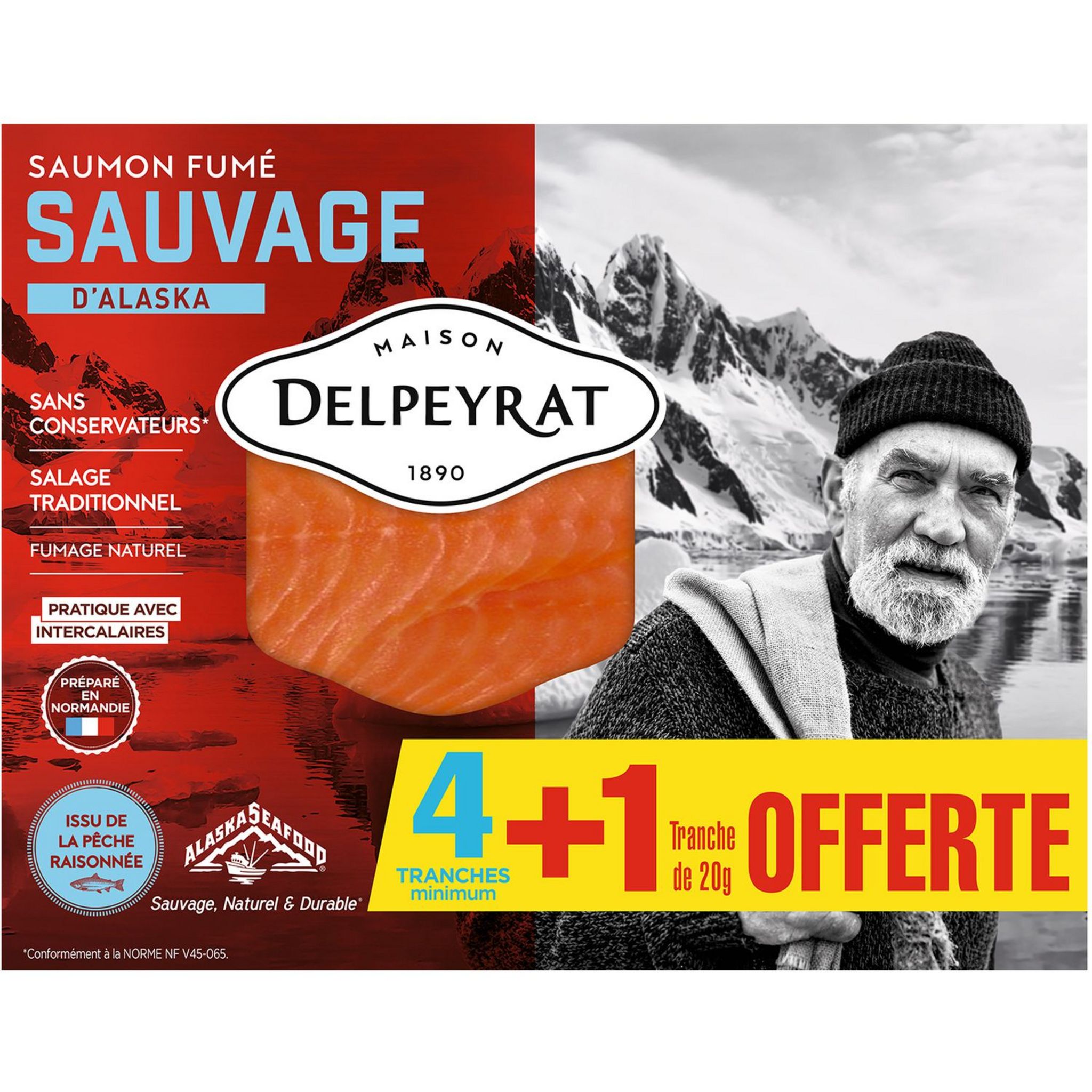 DELPEYRAT Saumon fumé sauvage 5 tranches 140g pas cher 