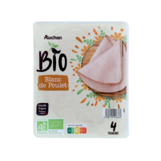 AUCHAN BIO Blanc de poulet 4 tranches 160g