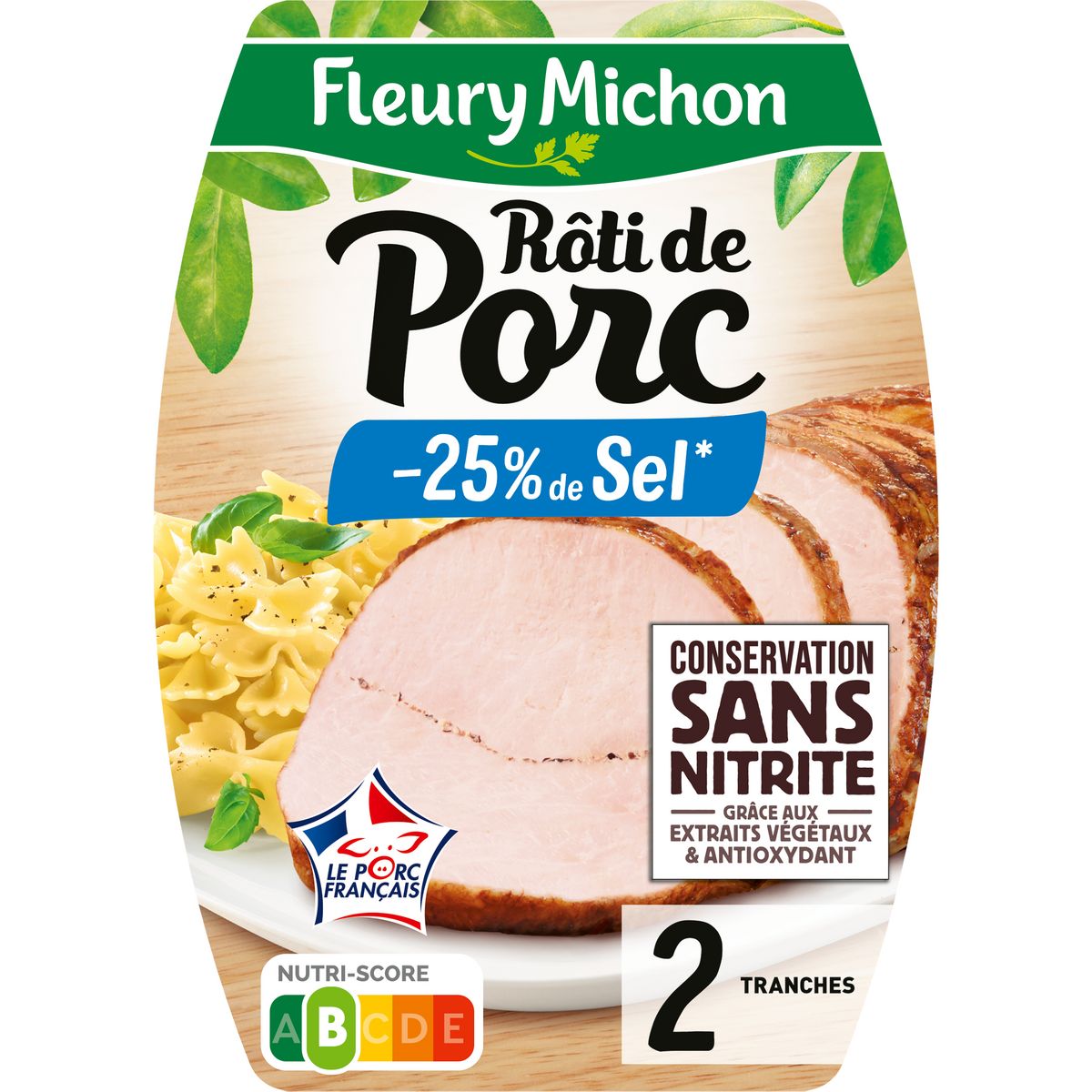 FLEURY MICHON Rôti de porc réduit en sel sans nitrite 2 tranches 100g