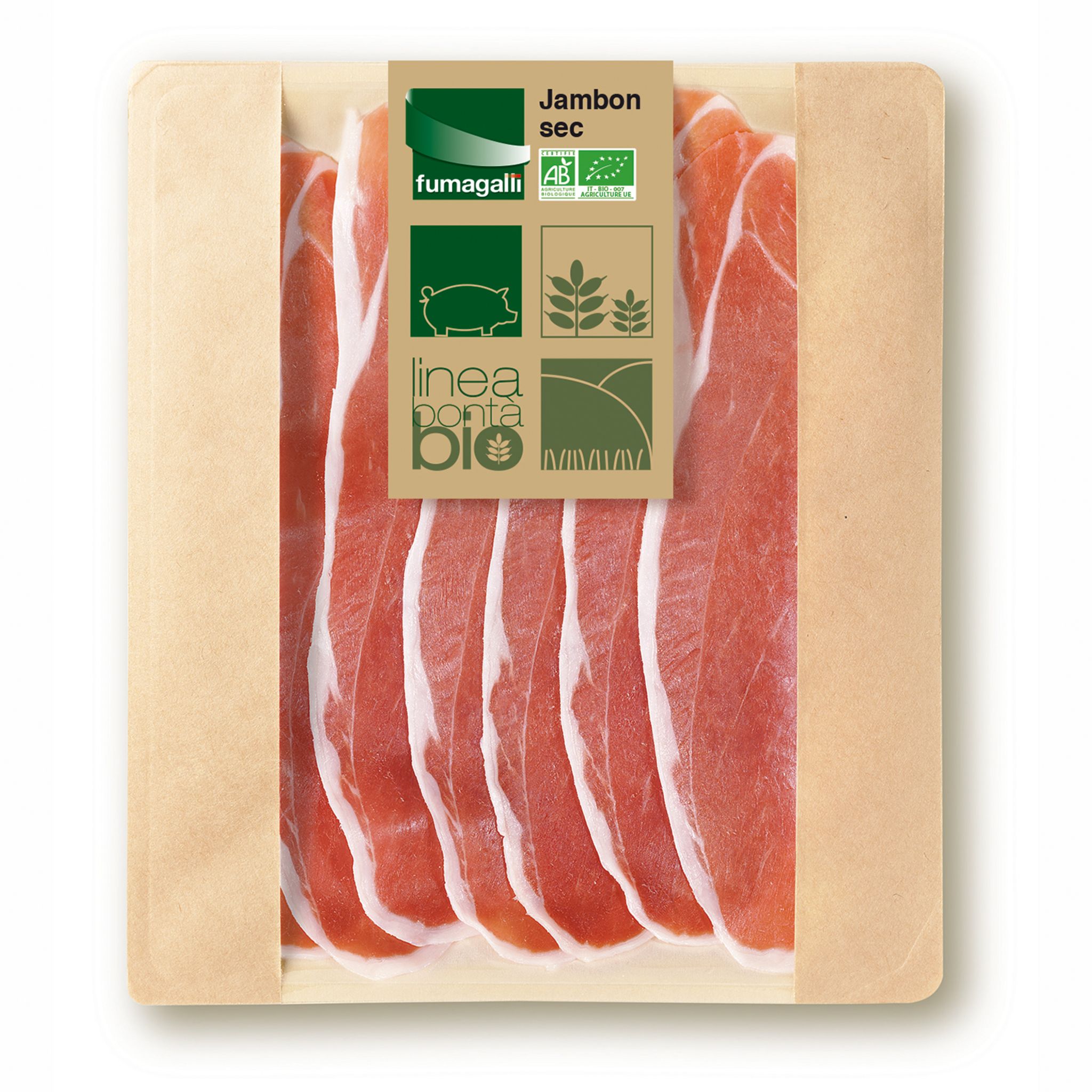 FUMAGALLI Jambon sec en tranche bio 70g pas cher 