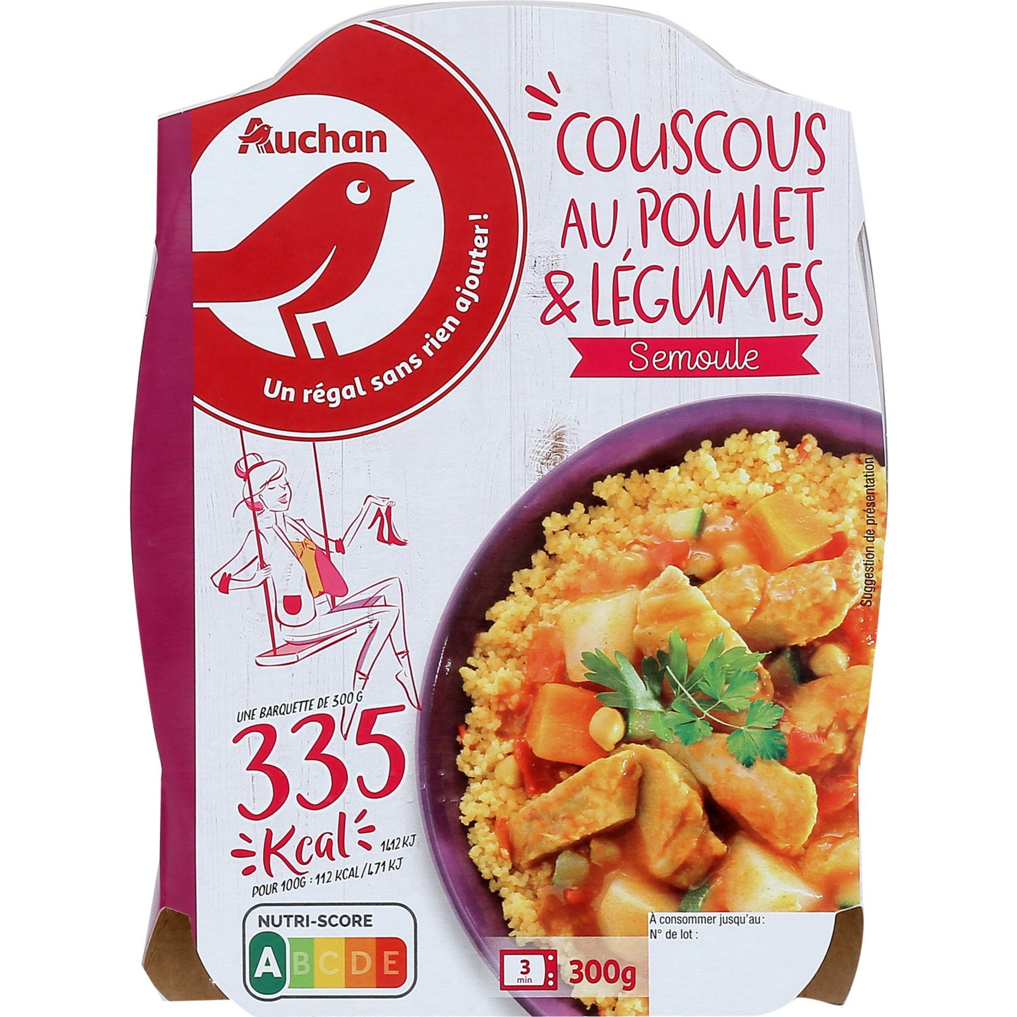 AUCHAN Couscous au poulet et légumes 1 portion 300g pas cher
