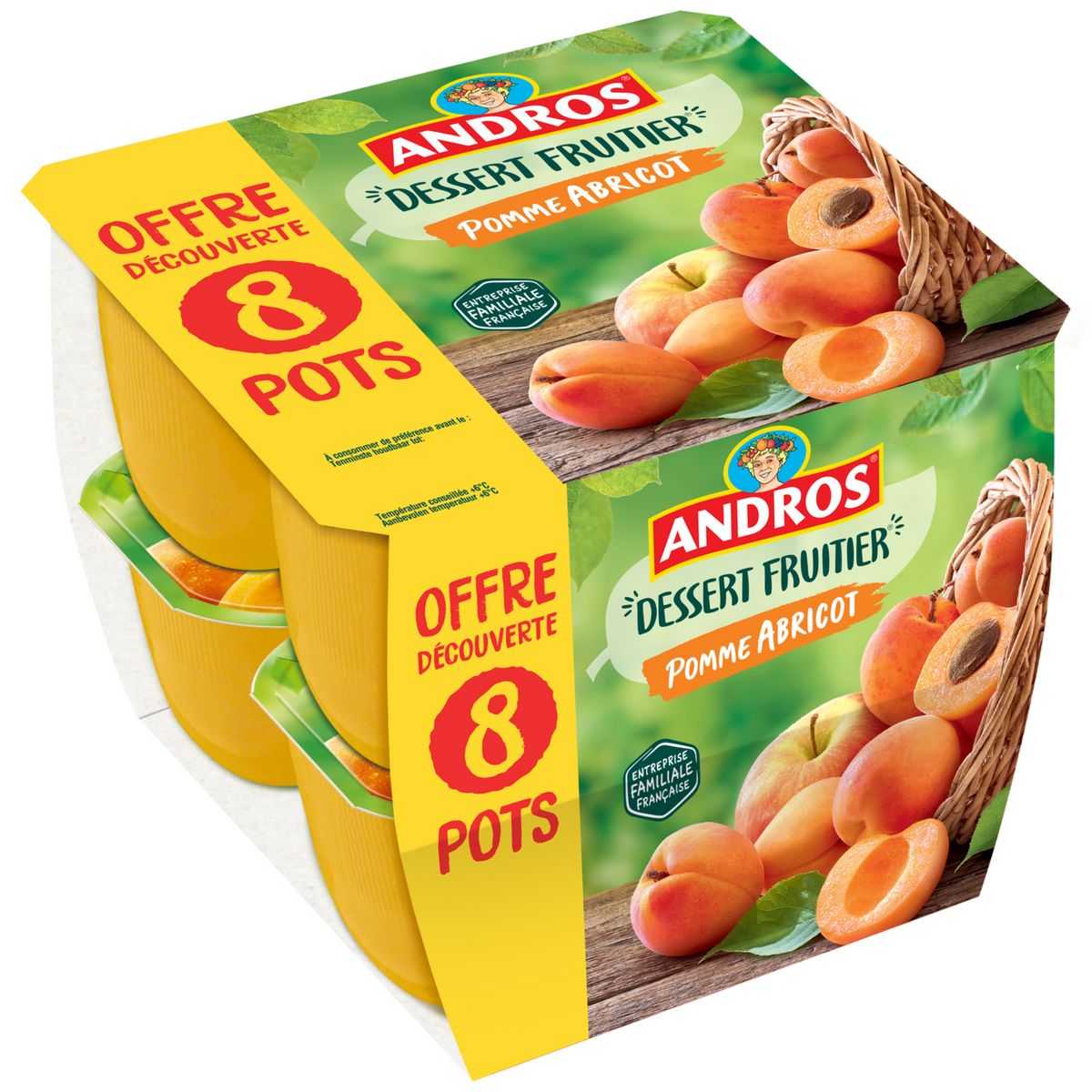 ANDROS Dessert fruitier pomme abricot 8x100g
