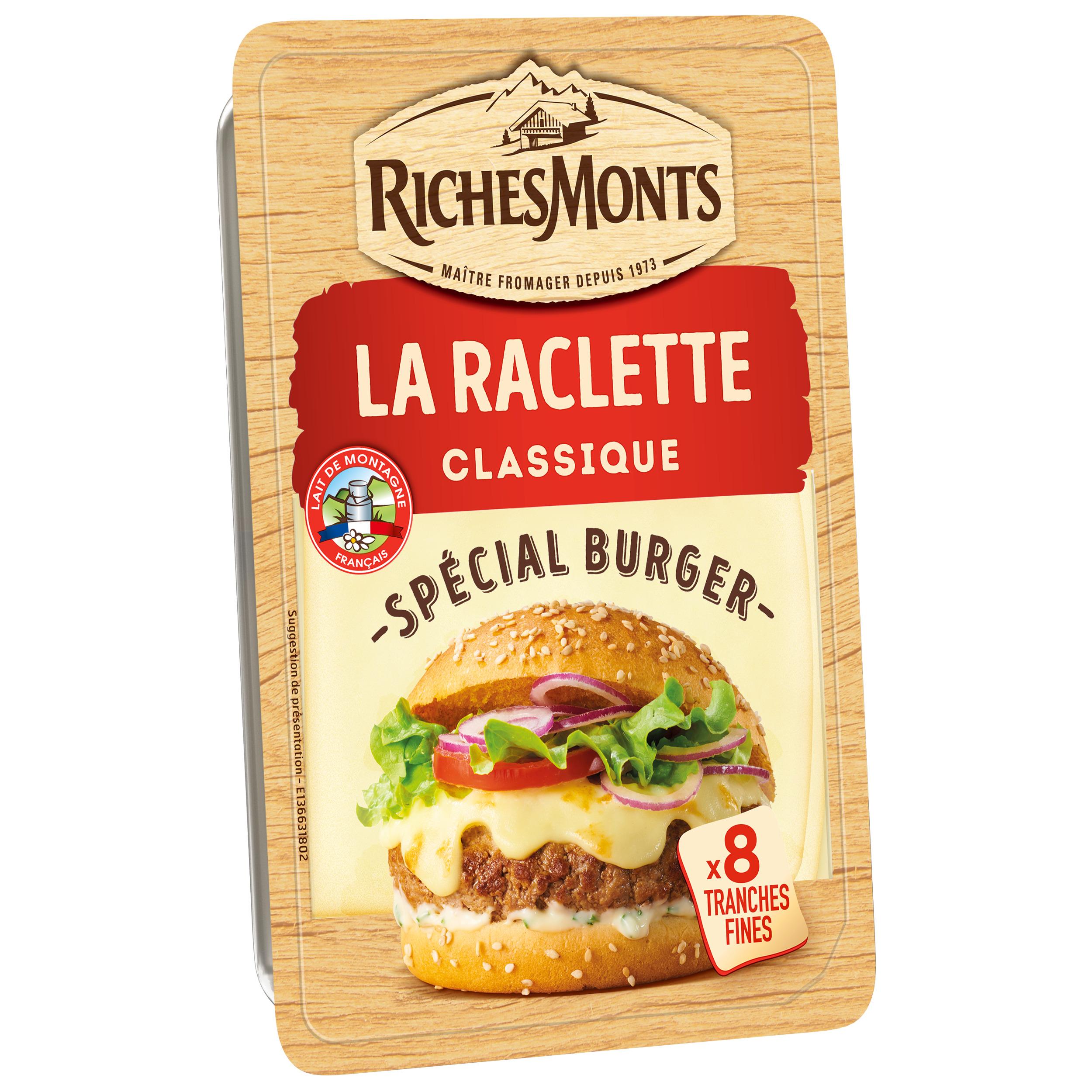 Fromage à raclette tranchée nature Riches monts 250g sur