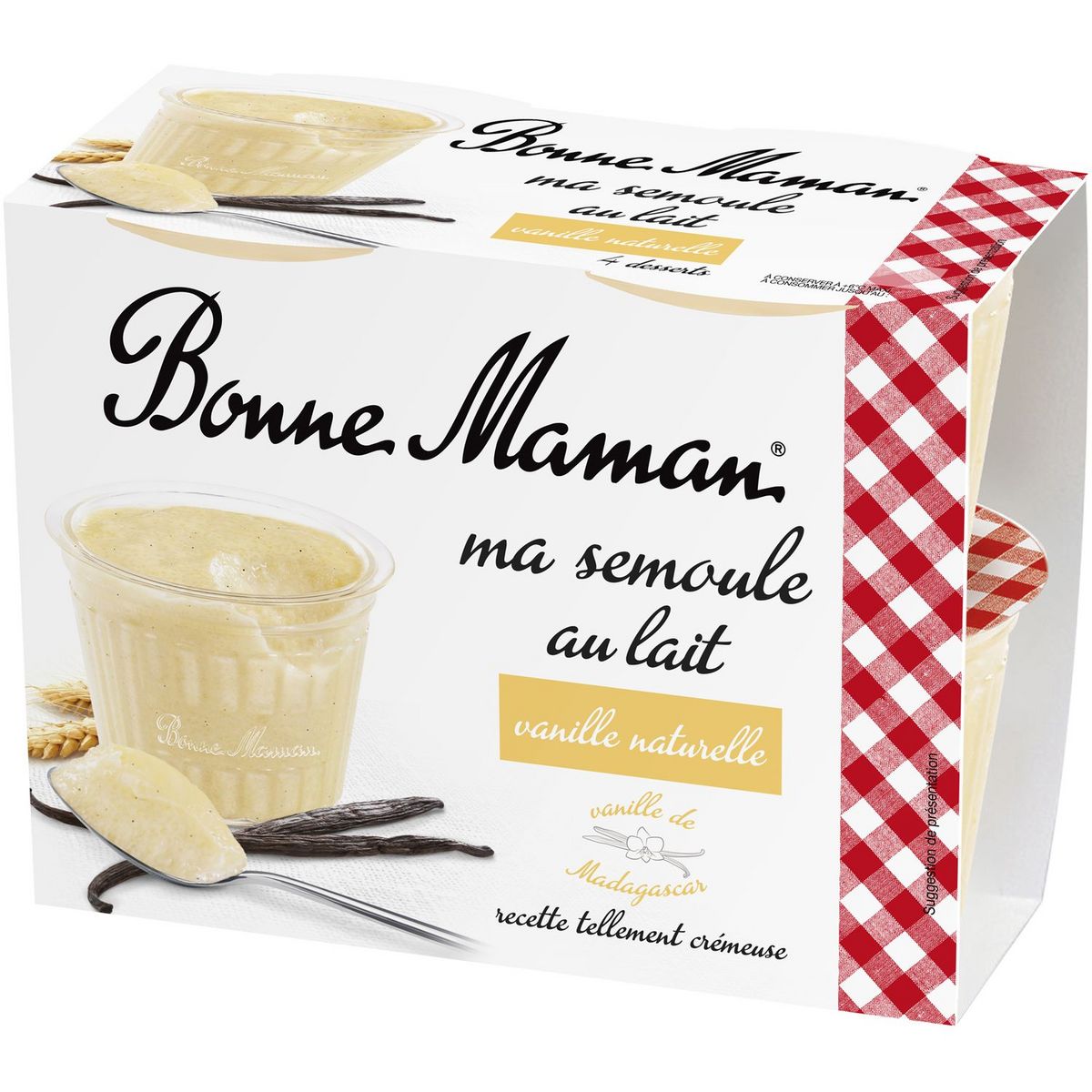 BONNE MAMAN Semoule au lait à la vanille naturelle 4x100g
