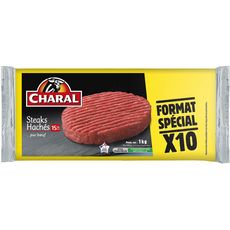 CHARAL Steak haché pur boeuf 15% MG 10x100g