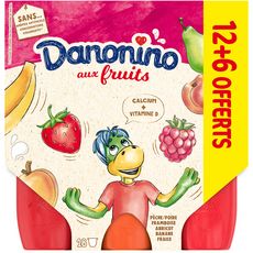 DANONINO Petits suisses arômatisés aux fruits dont 6 offerts 18x50g