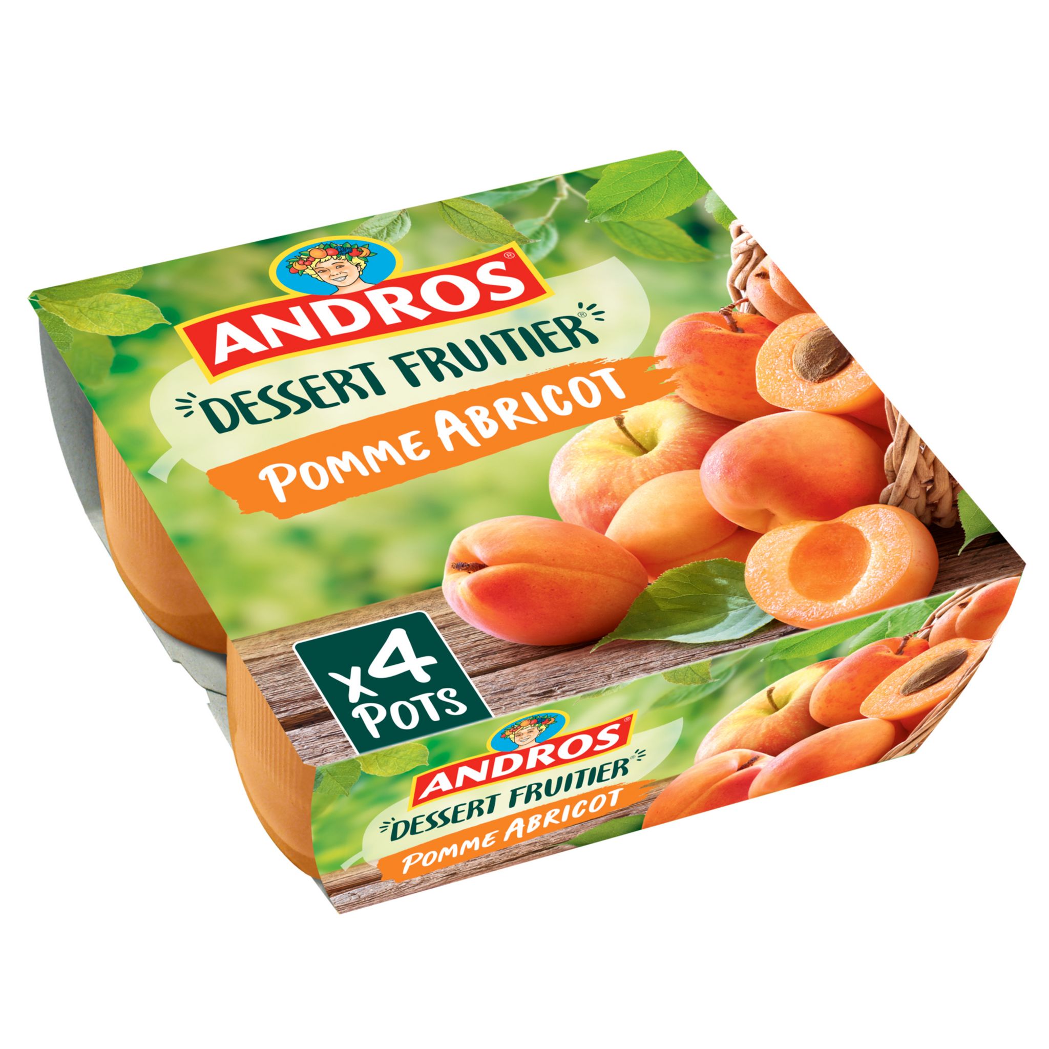 Compote Andros Pomme-Abricot sans sucres ajoutés 4x100g (400g