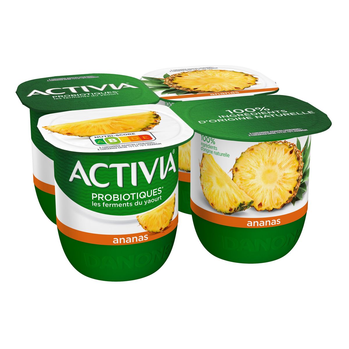 ACTIVIA Probiotiques - Yaourts aux fruits bifidus ananas 4x125g 4x125g