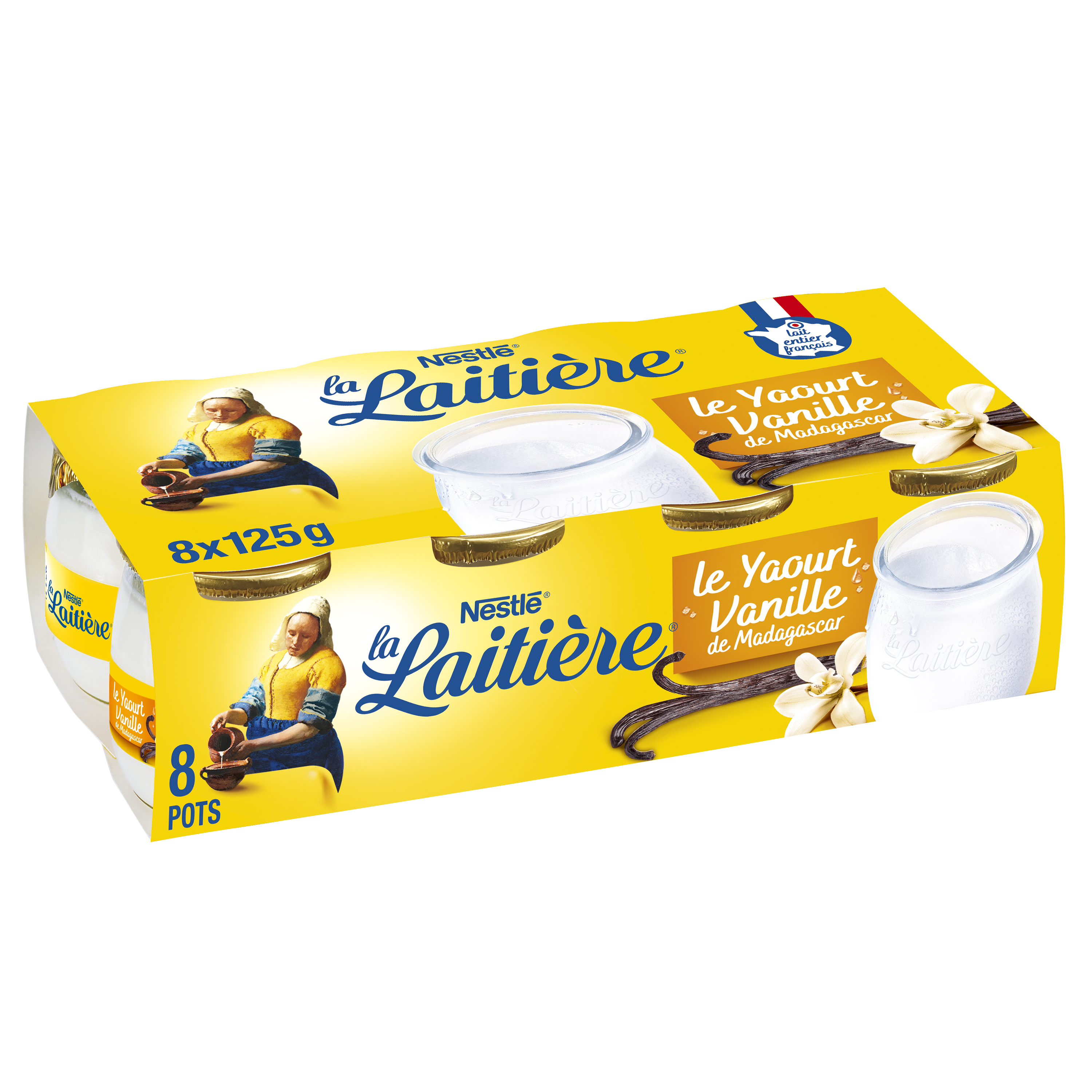LA LAITIERE Yaourt au lait entier vanille 8x125g pas cher 