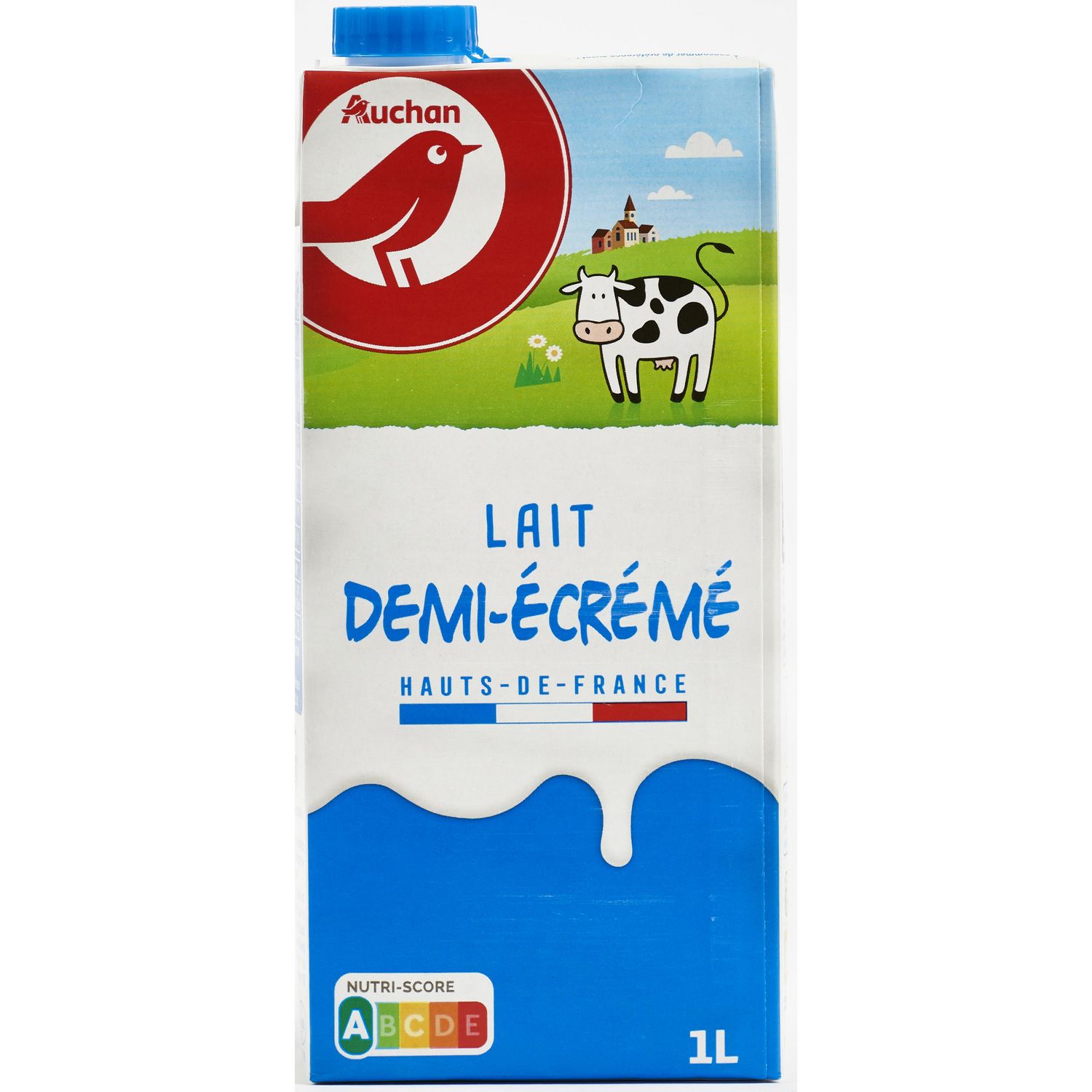 AUCHAN Lait demi-écrémé UHT 8x1L pas cher 