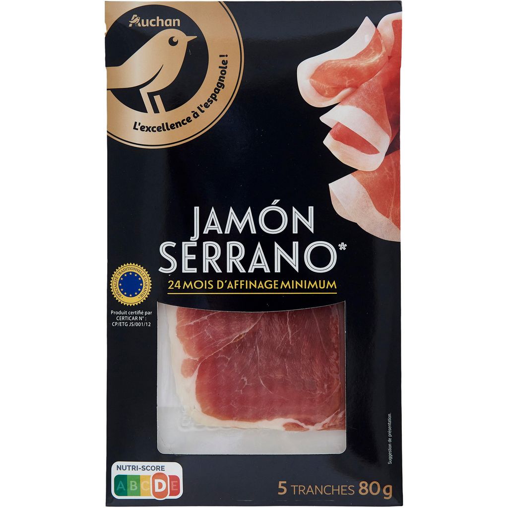 Jambon Serrano (10 mois d'affinage) Pré Tranché 500 gr Bondiola