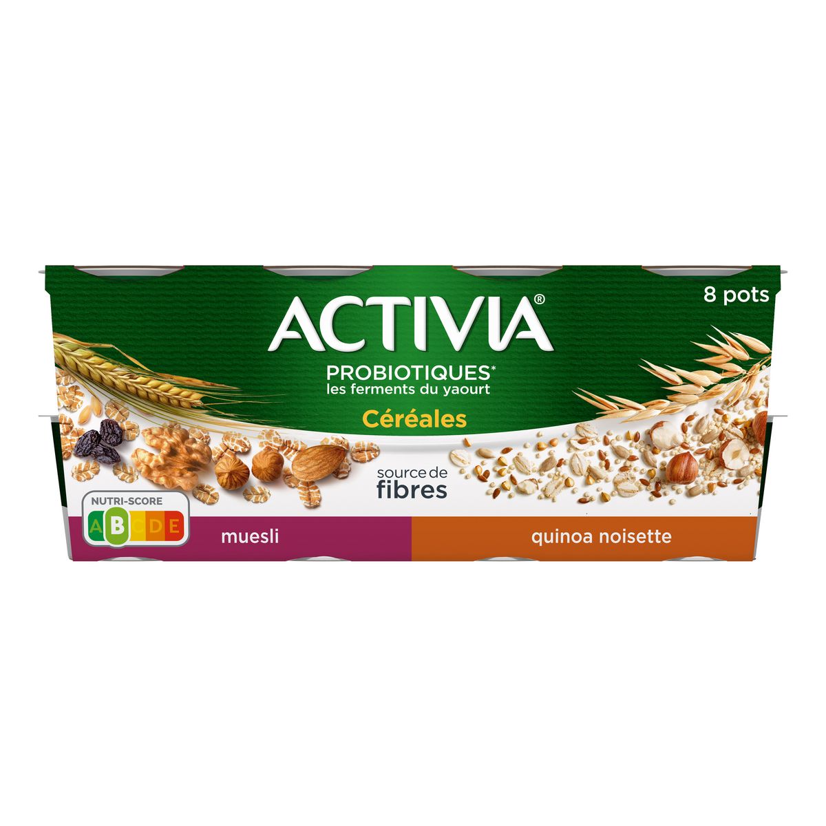 ACTIVIA Probiotiques - Yaourt céréales muesli quinoa noisette bifidus 8x120g