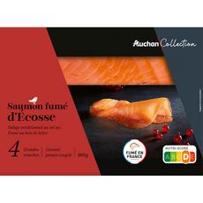 AUCHAN COLLECTION CULTIVONS LE BON Saumon fumé d' Ecosse  4 tranches 160g