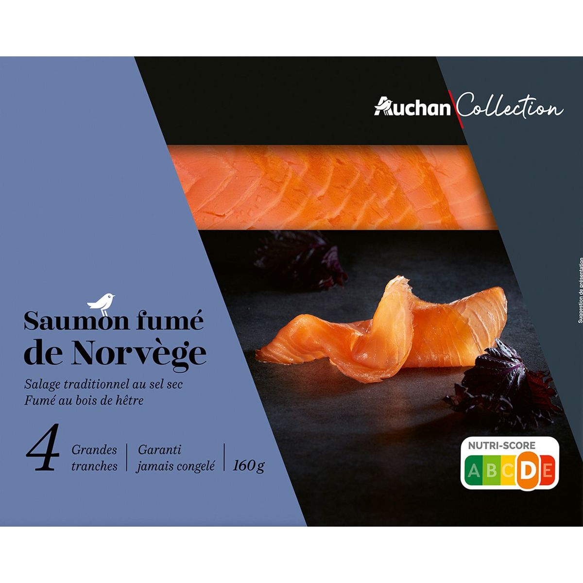 AUCHAN COLLECTION CULTIVONS LE BON Saumon fumé de Norvège 4 tranches 160g