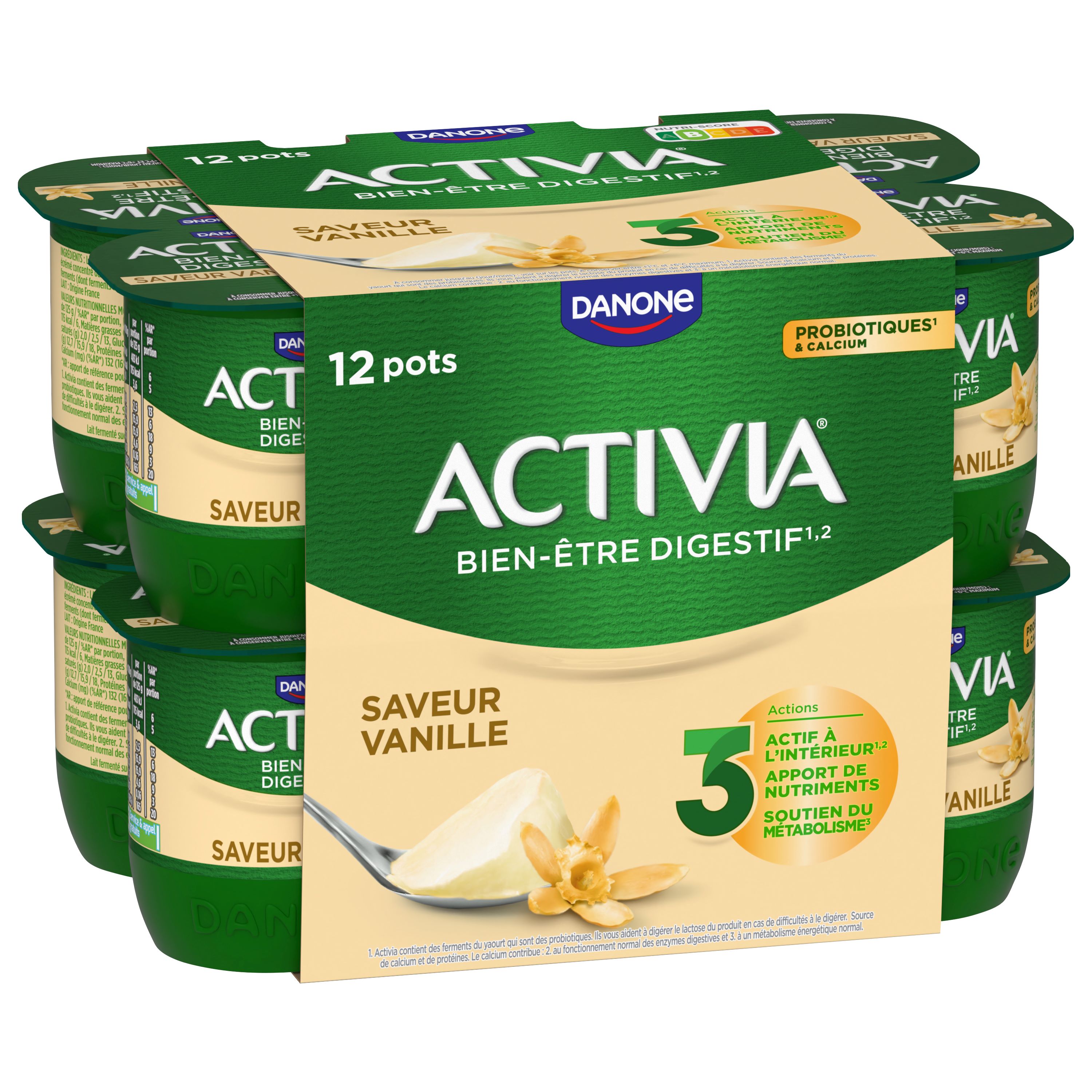 ACTIVIA Probiotiques - Yaourt au bifidus à la vanille 12x125g pas