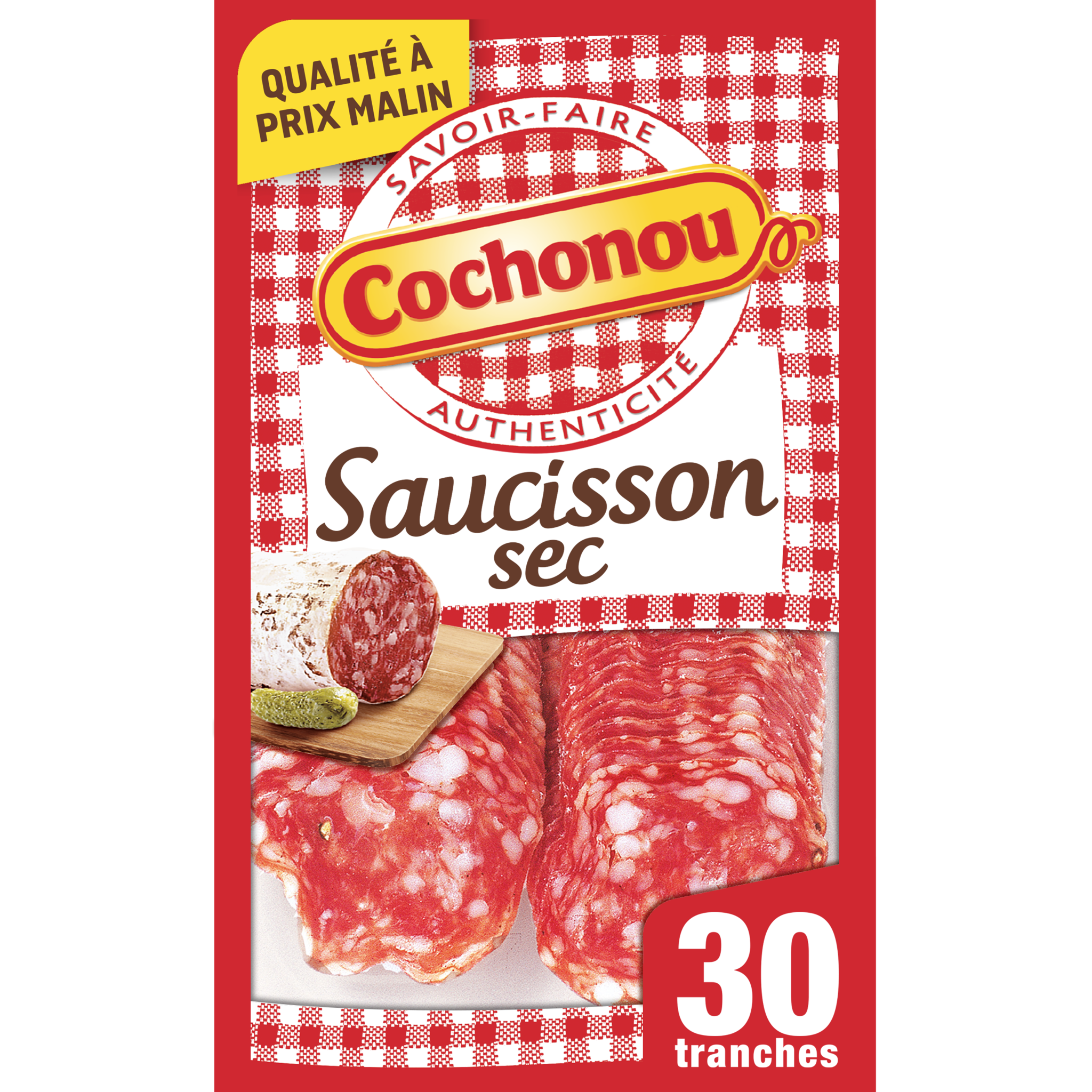 COCHONOU Saucisson sec tranches fines 30 tranches 93g pas cher 