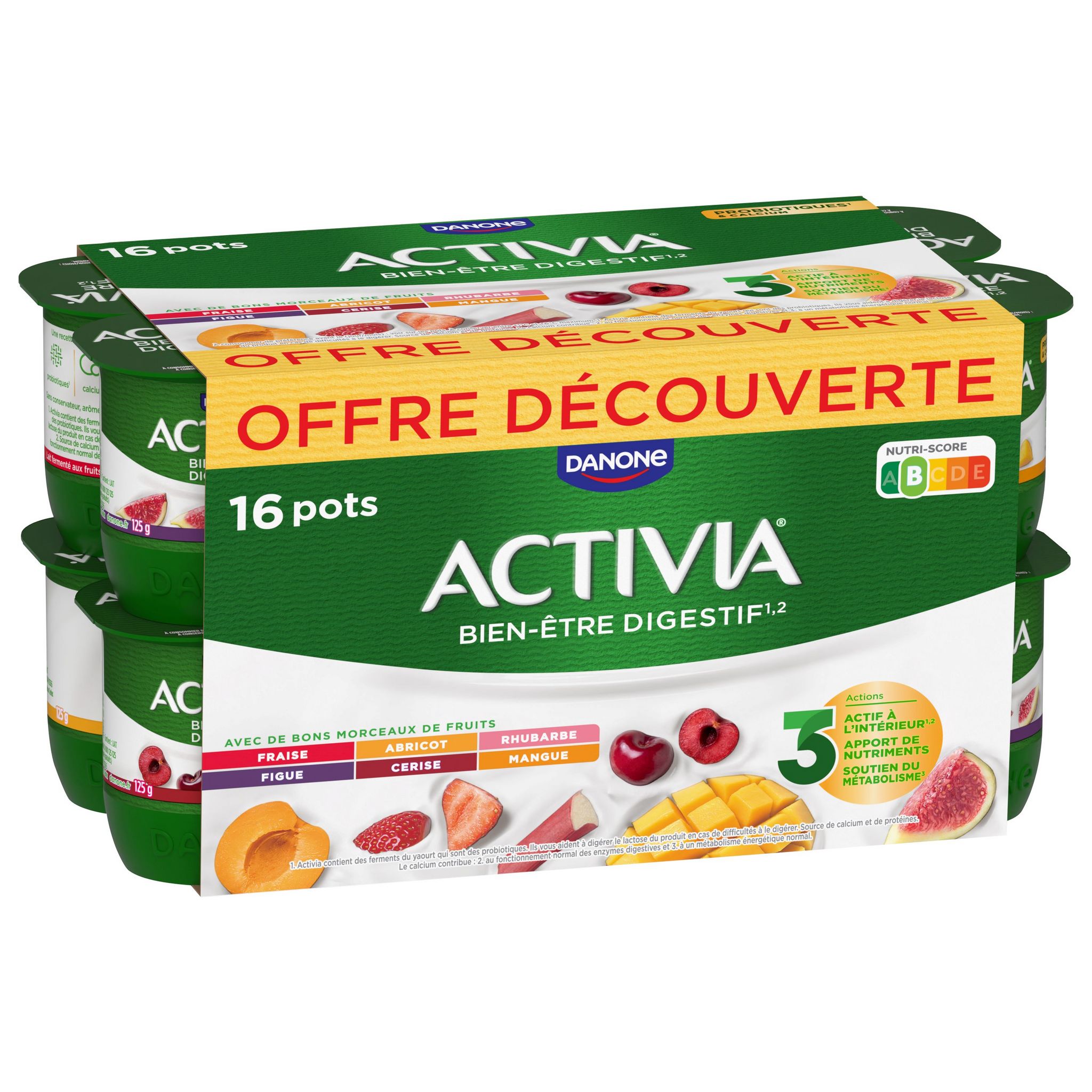 Yaourt au bifidus aux fruits panaché, Activia (12 x 125 g)