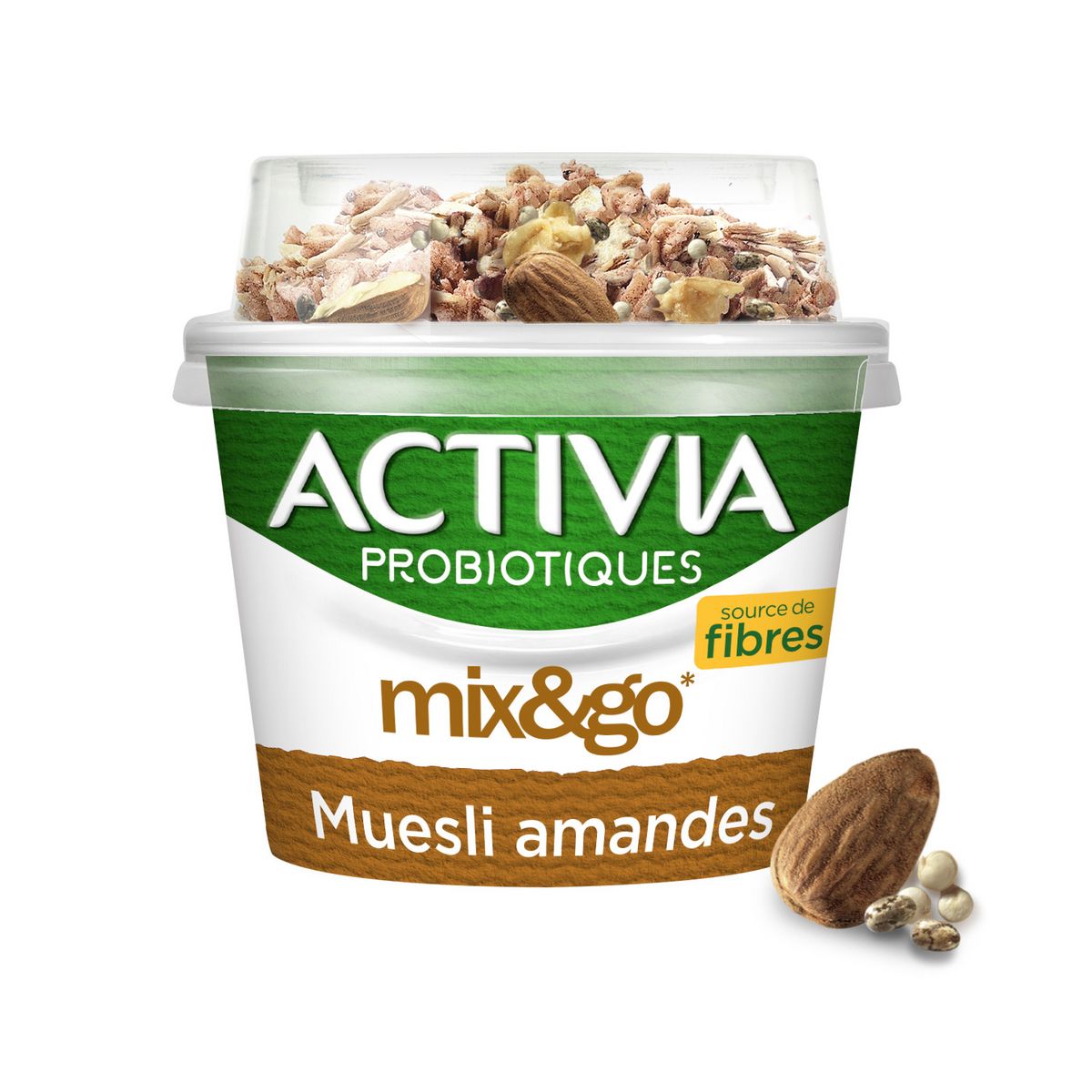 ACTIVIA Probiotiques - Yaourt au bifidus mix&go muesli amande quinoa et graines de chia 170g