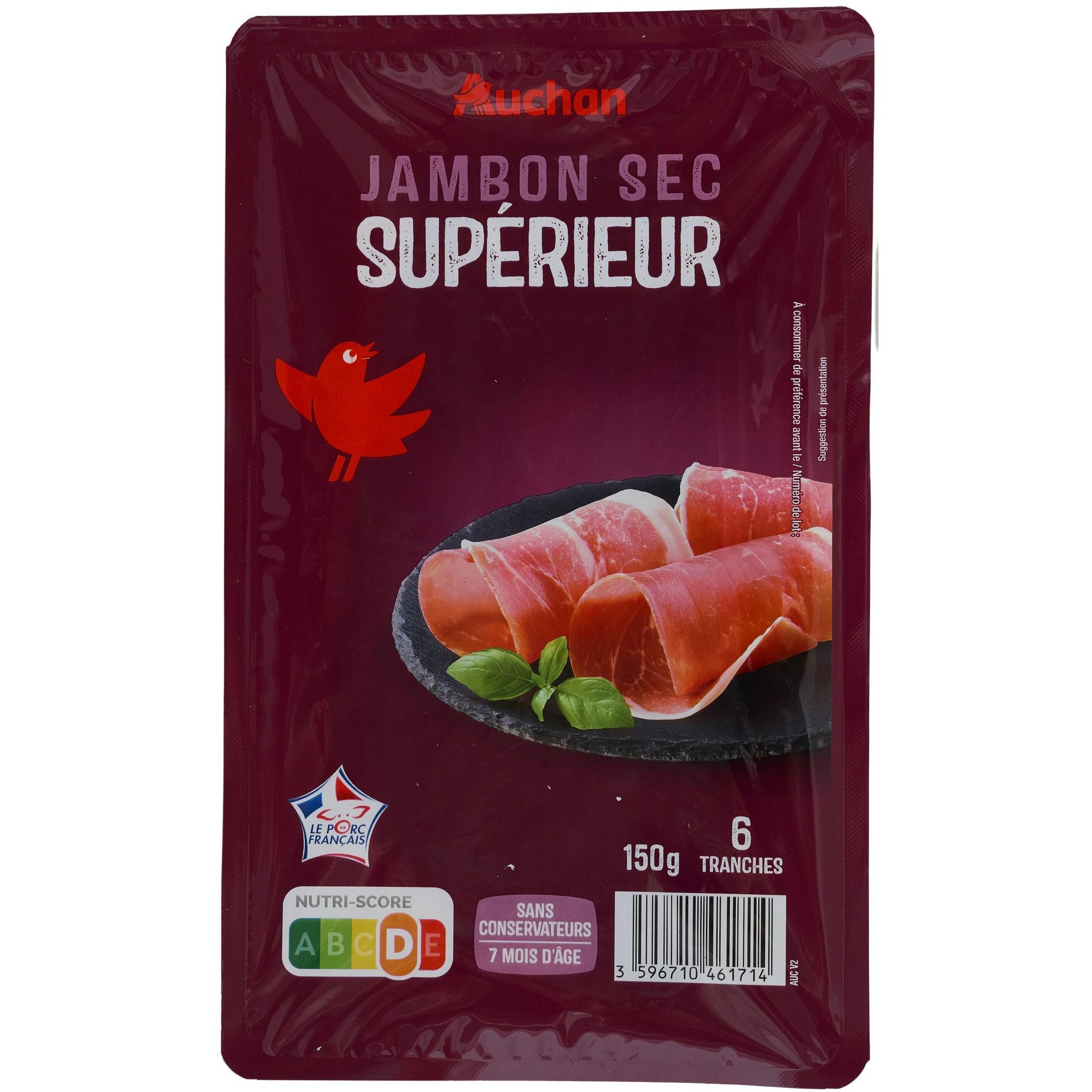 AUCHAN Jambon sec entier espagnol avec os 6KG pas cher 