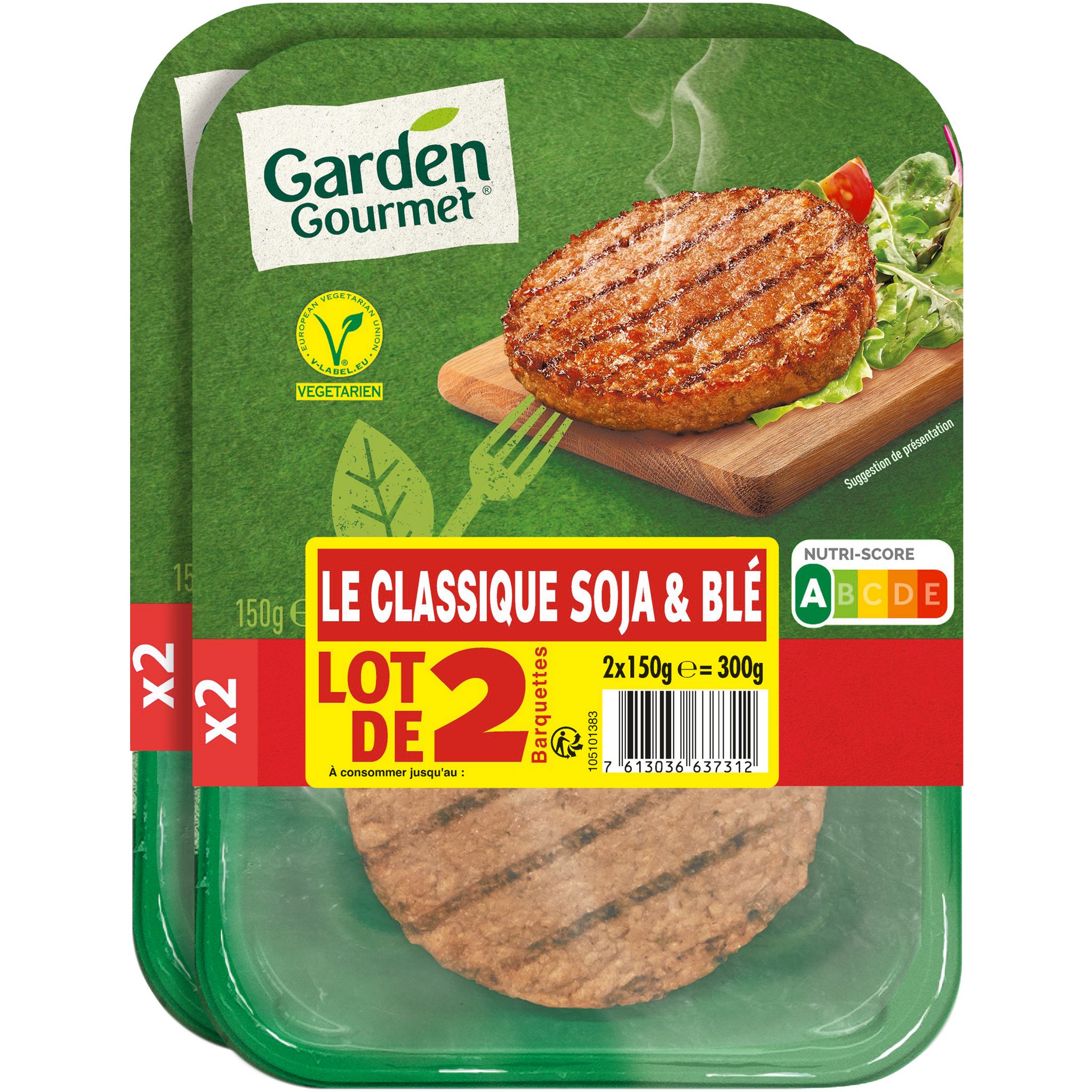 HERTA Le bon végétal steak de soja et de blé 2x2 pièces 2x150g pas cher 