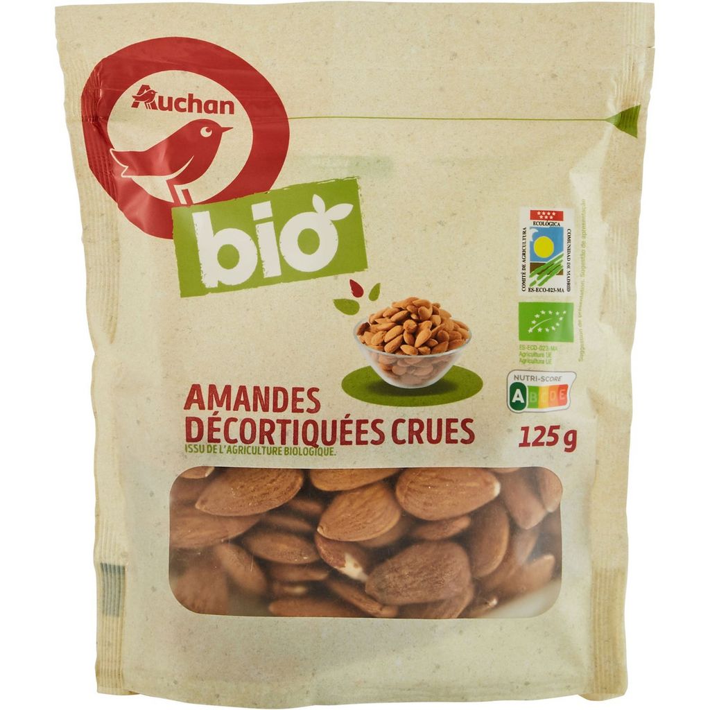 AUCHAN Amandes émondées en poudre sachet refermable 125g pas cher 