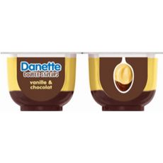 DANETTE Crème dessert vanille lit de chocolat 4x125g