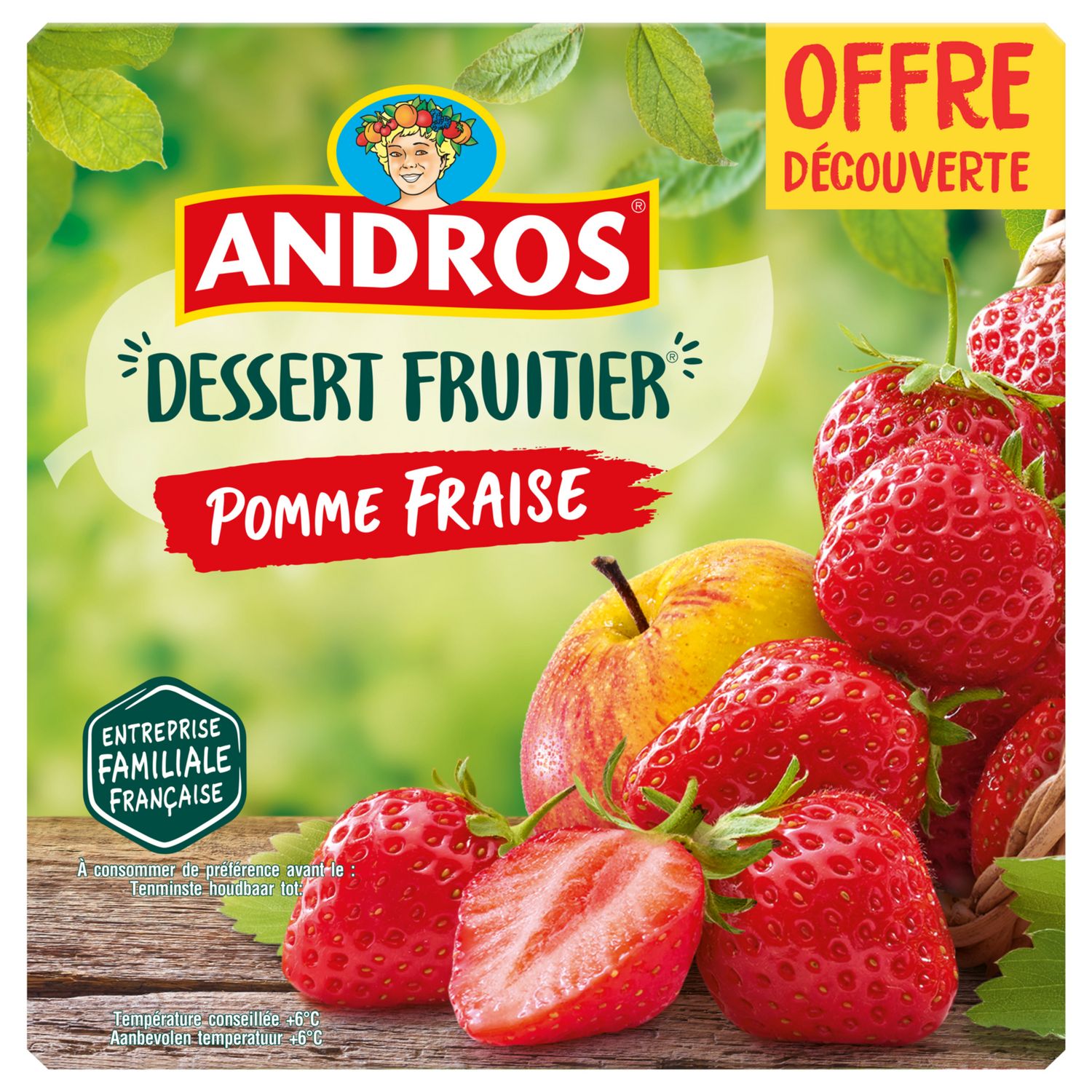 ANDROS Spécialité pomme fraise sans sucres ajoutés 4x100g pas cher 