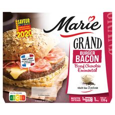 MARIE Grand burger bacon bœuf charolais emmental sauce aux 2 poivres 1 portion 220g
