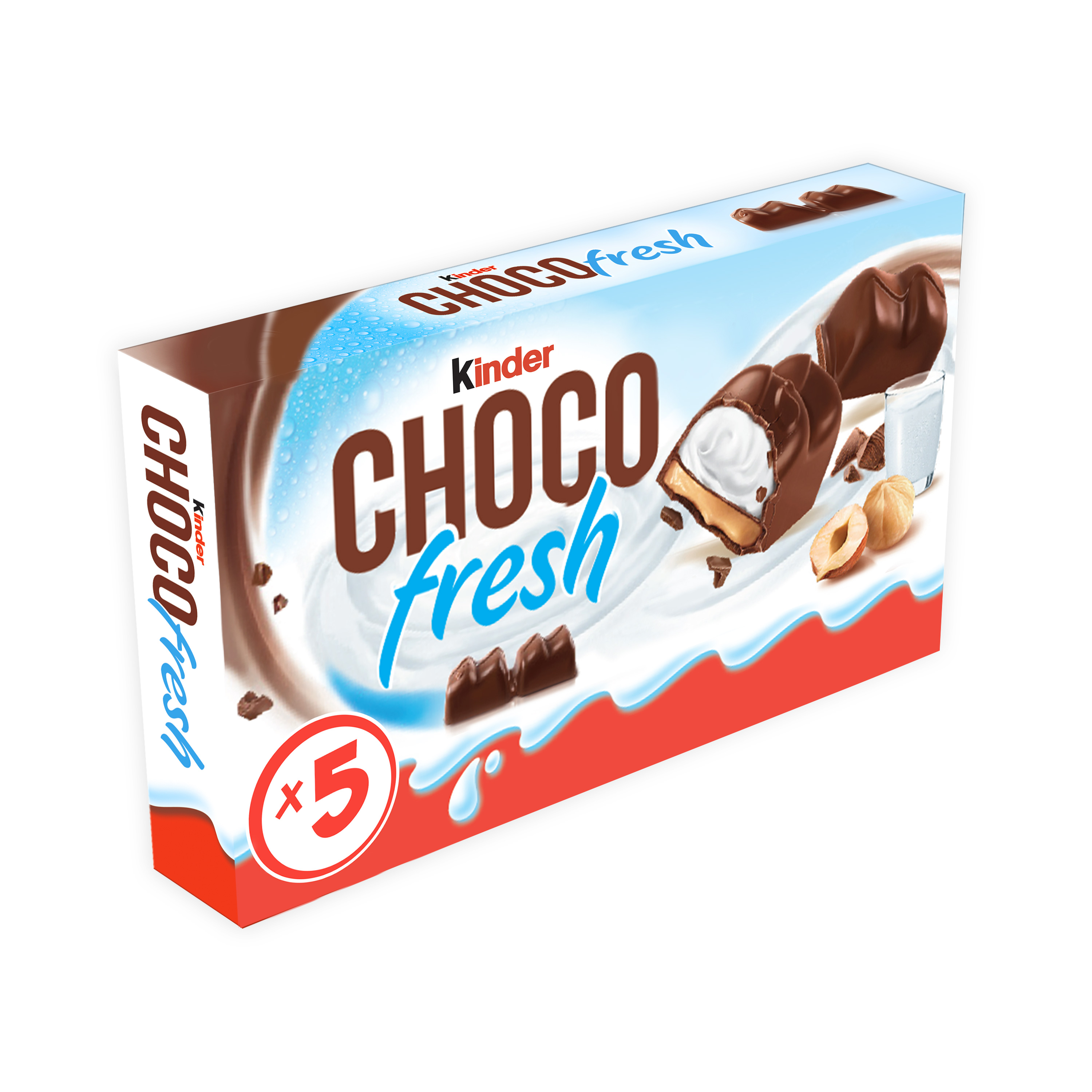 KINDER Chocofresh Chocolat supérieur au lait fourré lait et noisette 5x20g  pas cher 