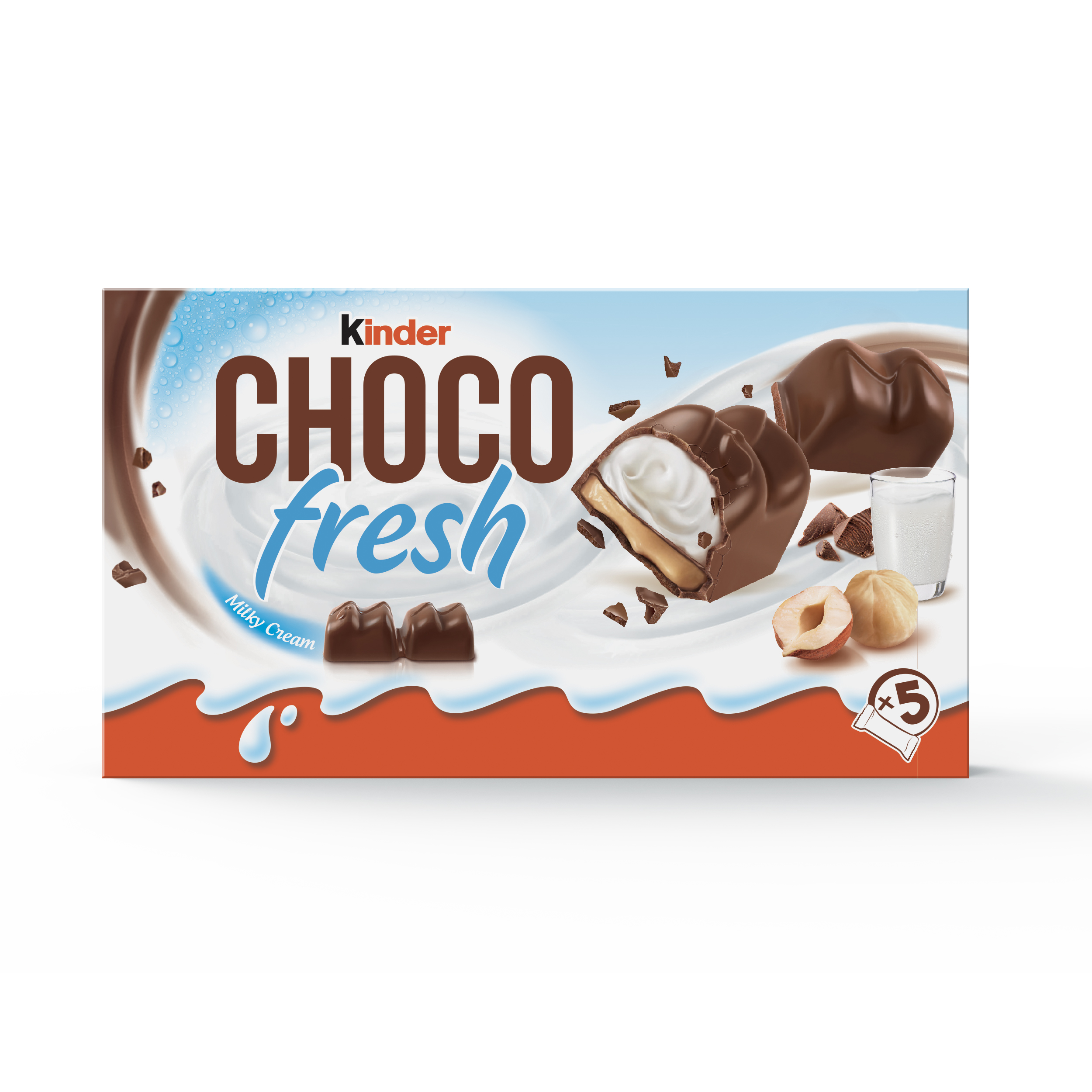 KINDER Chocofresh Chocolat supérieur au lait fourré lait et noisette 5x20g  pas cher 