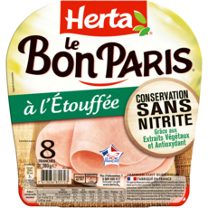 HERTA Le bon Paris Jambon cuit à l'étouffé sans nitrite 8 tranches 280g