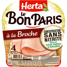 HERTA Le bon Paris jambon cuit à la broche sans nitrite 4 tranches 140g