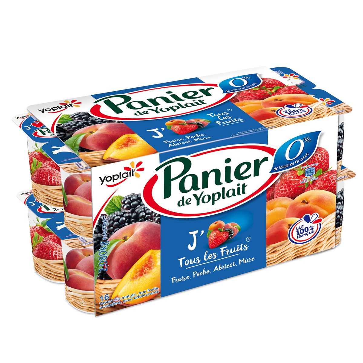 PANIER DE YOPLAIT Yaourt allégé aux fruits panaché 0% 16x130g